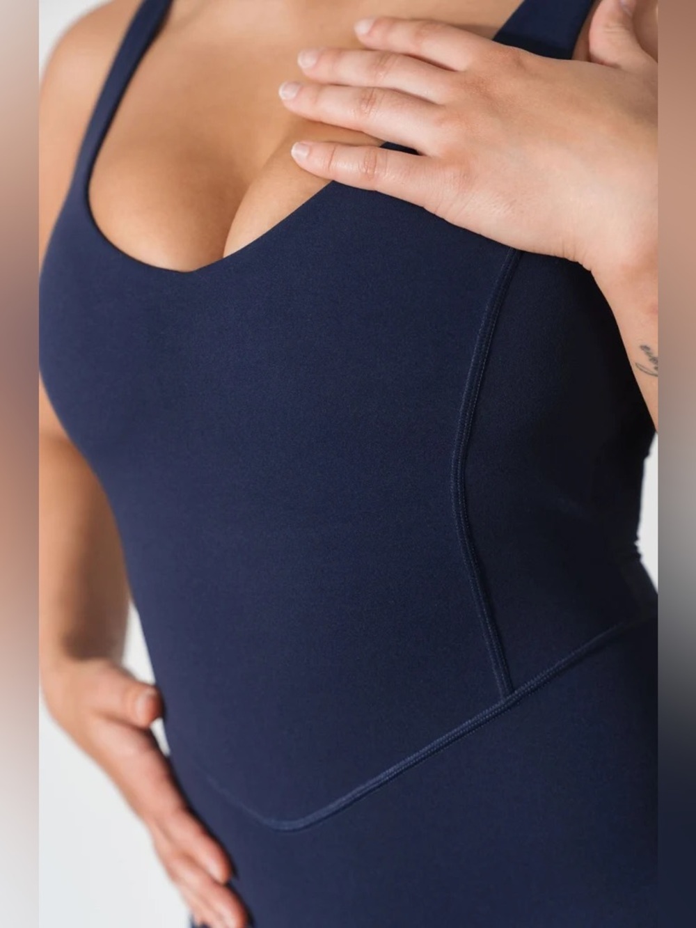 Vitality Cloud ll Jumpsuit Size S Oxford Navy Blue V-Neck Contouring Snatched - Picture 7 of 12